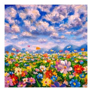 Blumenwiese und Berge