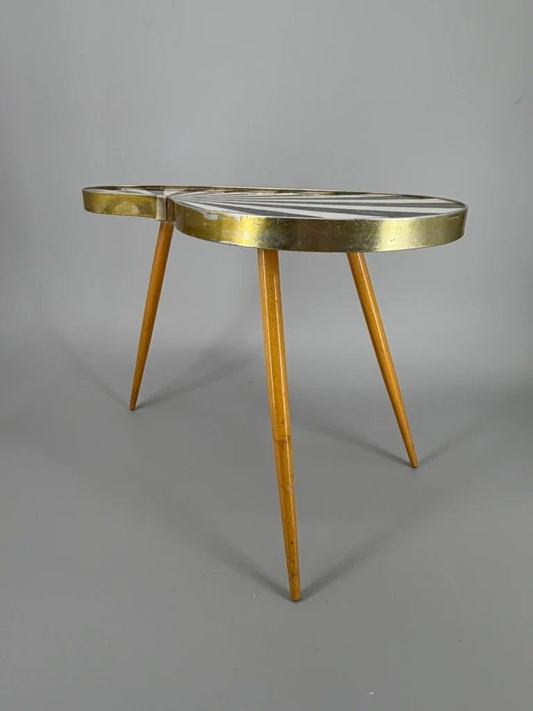 Nierentischchen mit Strahlendekor "Mehrzweckhocker Stern I/II" von AKTI Klingenthal, DDR 1950er – Bild 5