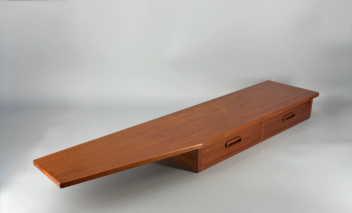 Mid Century Design Wandkonsole mit zwei Schubläden aus Teakholz, Dänemark um 1960 – Bild 2