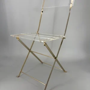 Transparenter Klappstuhl im Hollywood Regency Design von Yonel Lebovici und Bernard Berthet für Marais International, Frankreich 1973