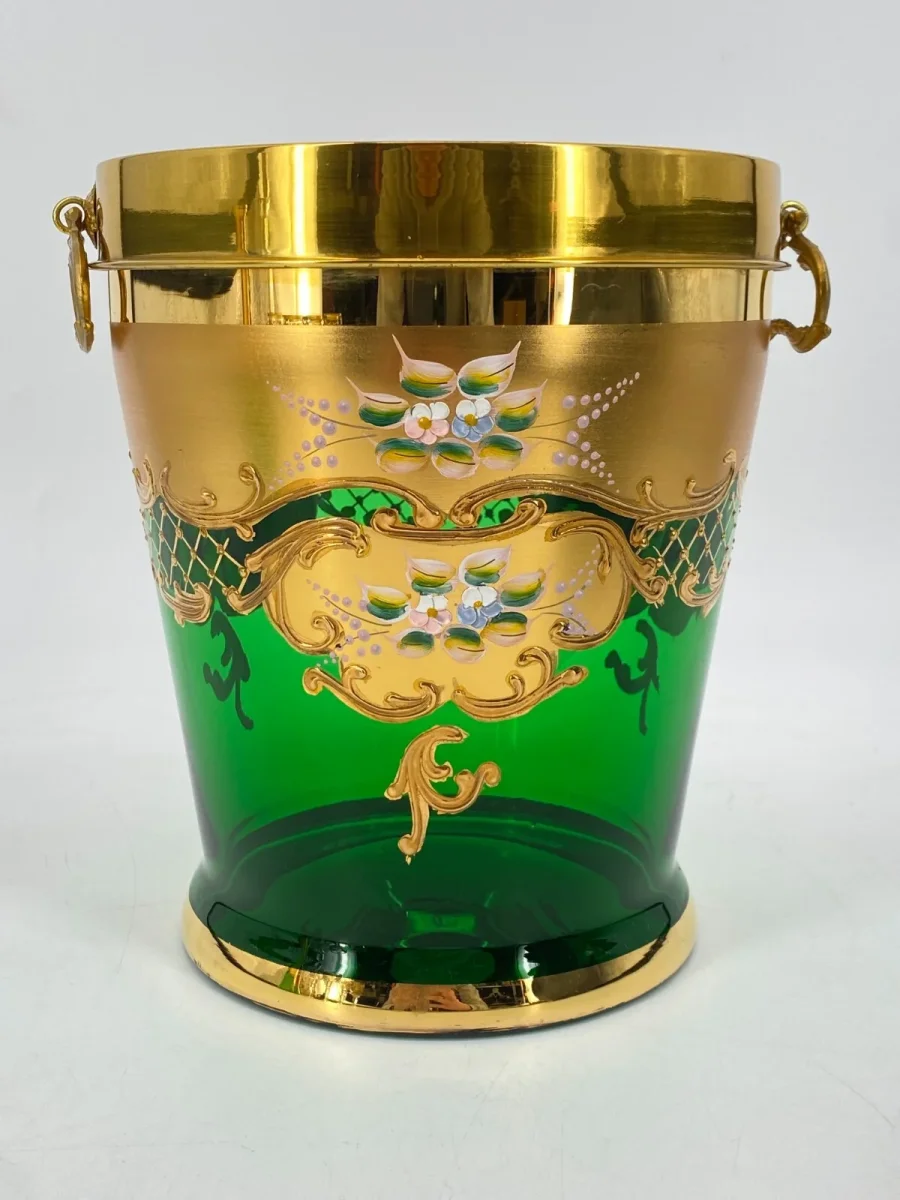 Murano Salvadori Tre Fuochi Sektkühler Sekt Kübel Eimer Champagner Vase Grün – Bild 2