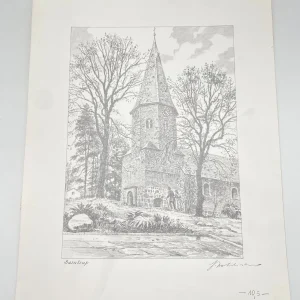 Original Zeichnung mit historischer Ansicht: Barntrup, von Heinz Wehlisch, Deutschland 2. Hälfte 20. Jhd.