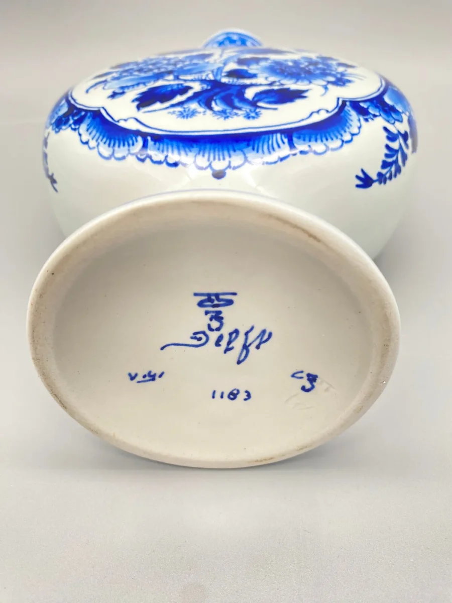 De Porceleyne Fles Fayence Vase Krug Royal Delft Blau Handbemalt Stempelmarke – Bild 6