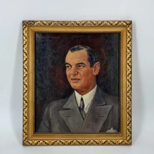Ölgemälde Horst Langner 1934 Juan Peron Portrait Gerahmt Porträt Vintage Öl