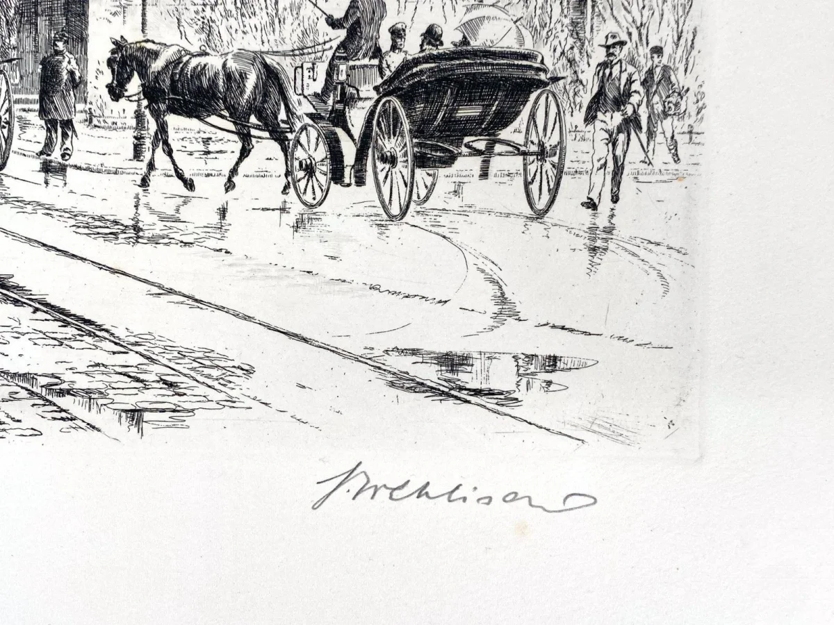 Original Druckgrafik mit historischer Ansicht: Berlin Leipziger Platz Stadtansicht Wertheim, von Heinz Wehlisch, Deutschland 2. Hälfte 20. Jhd. – Bild 7