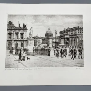 Original Radierung mit historischer Ansicht: Berlin Platz am Zeughaus um 1912, von Heinz Wehlisch, Deutschland 2. Hälfte 20. Jhd.