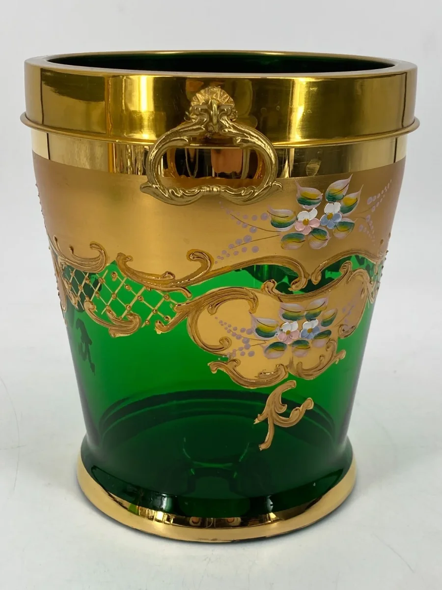 Murano Salvadori Tre Fuochi Sektkühler Sekt Kübel Eimer Champagner Vase Grün – Bild 6