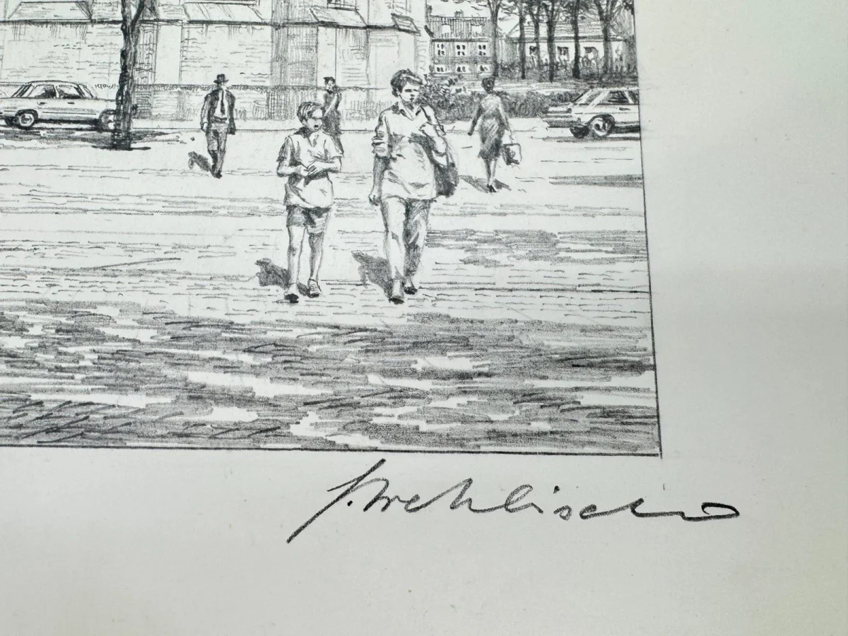 Original Zeichnung mit historischer Ansicht: Norden Ludgerikirche, von Heinz Wehlisch, Deutschland 2. Hälfte 20. Jhd. – Bild 4