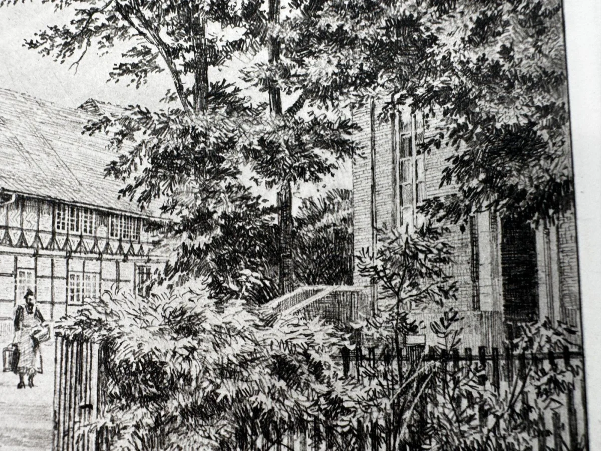 Original Radierung mit historischer Ansicht: Bienenbüttel Altes Vogteihau, von Heinz Wehlisch, Deutschland 2. Hälfte 20. Jhd. – Bild 3