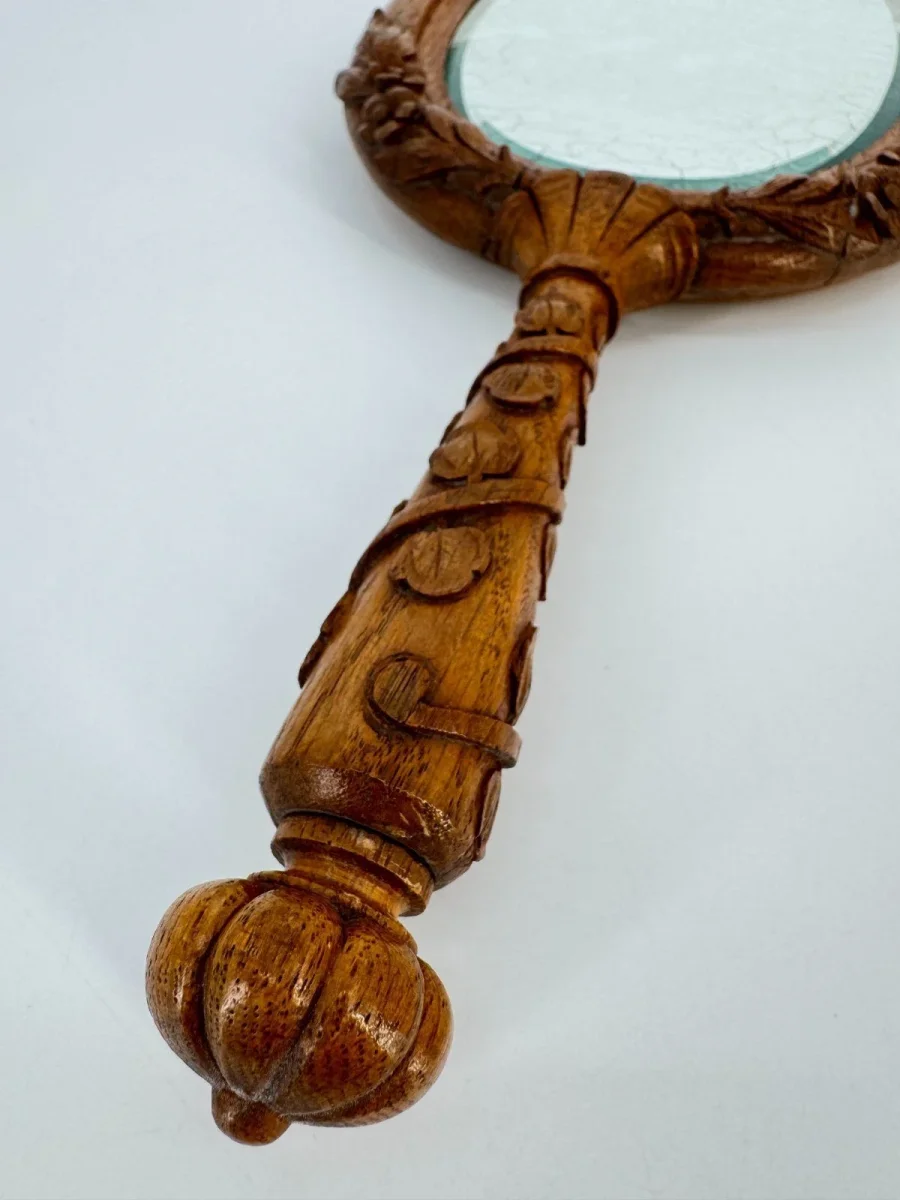 Antiker handgeschnitzter Hand- und Schminkspiegel im Jugendstil – Bild 6