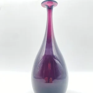 Mid Century Kunstglas Vase Violett Mundgeblasen Italien 70er Vintage
