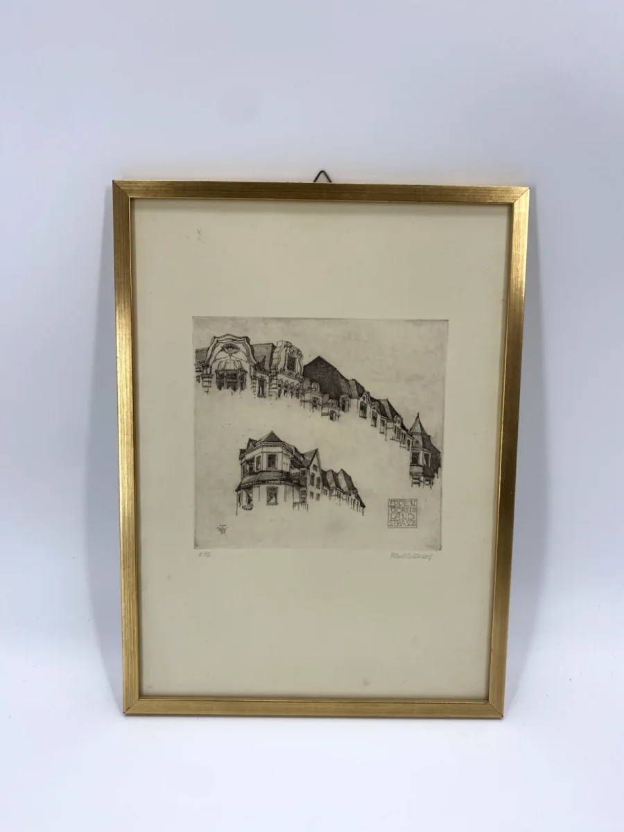 Radierung der Eppendorfer Landstraße von Paul G. Scharf, 8/12