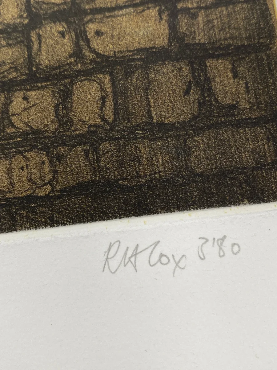 Signierte Farbradierung „A Brick Too Many“ von Richard A. Cox, 1980 – Bild 6