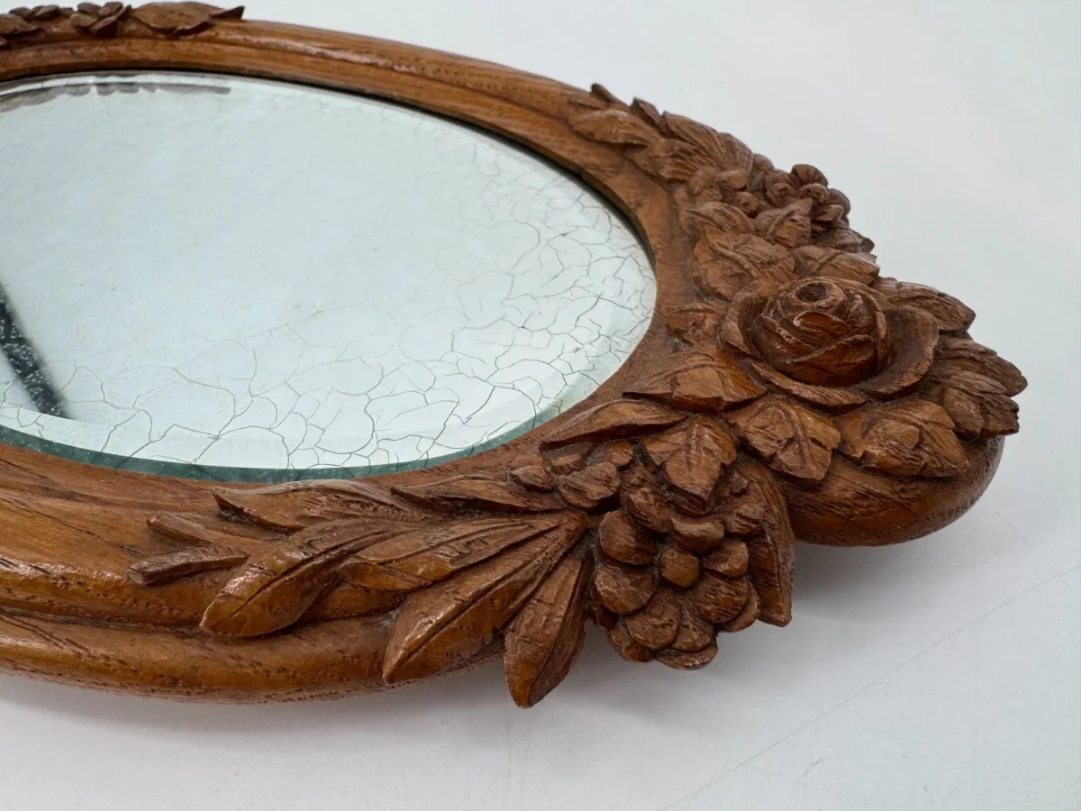 Antiker handgeschnitzter Hand- und Schminkspiegel im Jugendstil – Bild 4