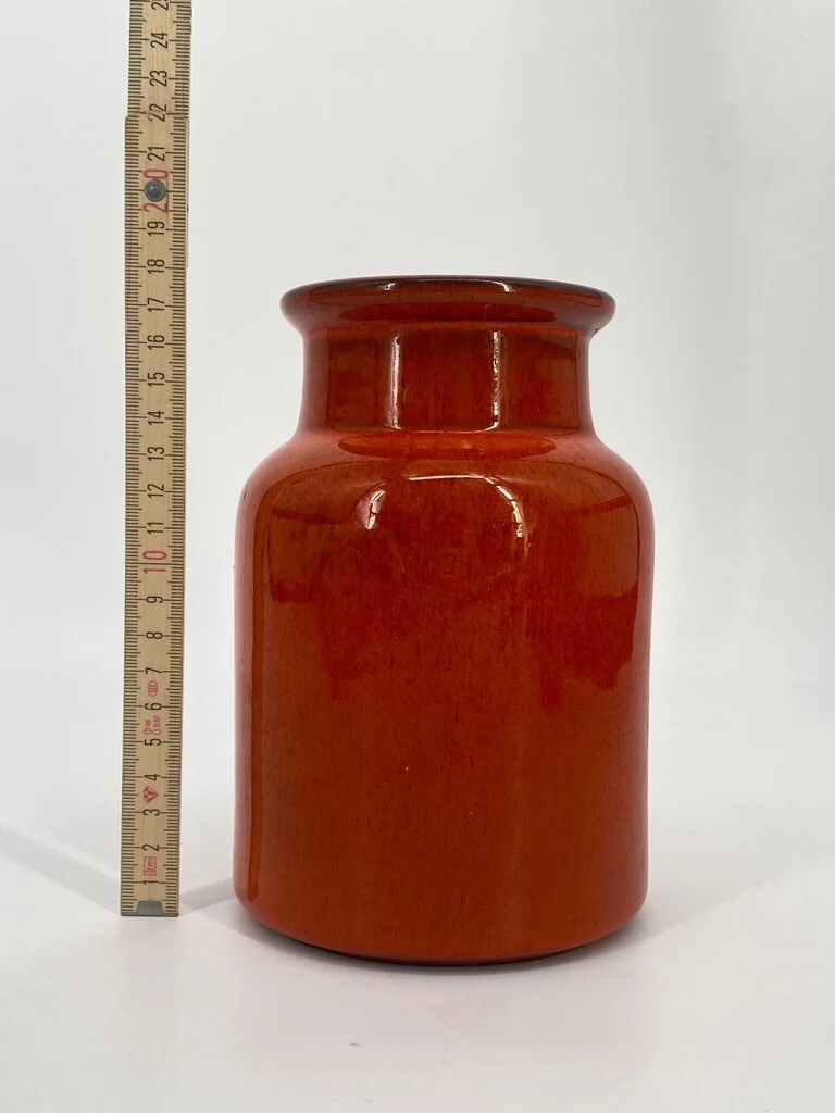 Studiokeramik Keramikvase Orange 70er Mid Century Vintage Glasur – Bild 5