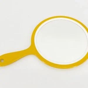 Gelber Hand- und Schminkspiegel aus Kunststoff, 1960er/70er Jahre