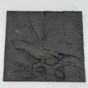 Gusseiserne Ofenplatte Kaminplatte Relief Auerhahn Jagd Antik Historisch