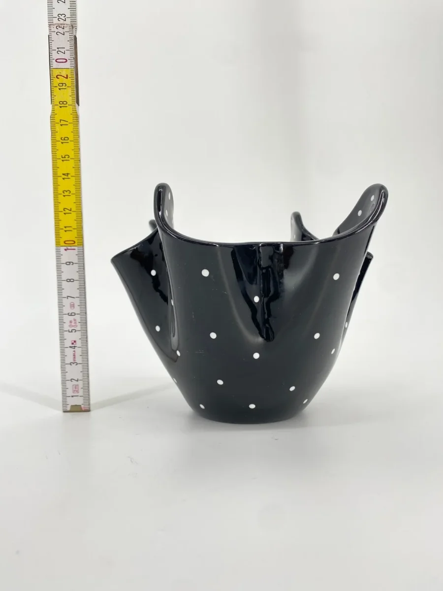 Bagley Polka Dot Fazzoletto Vase Schwarz Weiße Punkte Vintage England – Bild 3