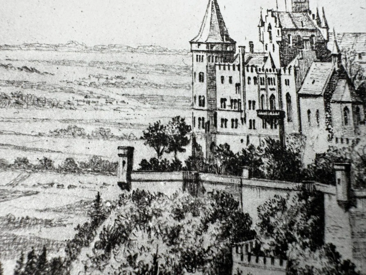Original Radierung mit historischer Ansicht: Burg Hohenzollern Hechingen, von Heinz Wehlisch, Deutschland 2. Hälfte 20. Jhd. – Bild 3