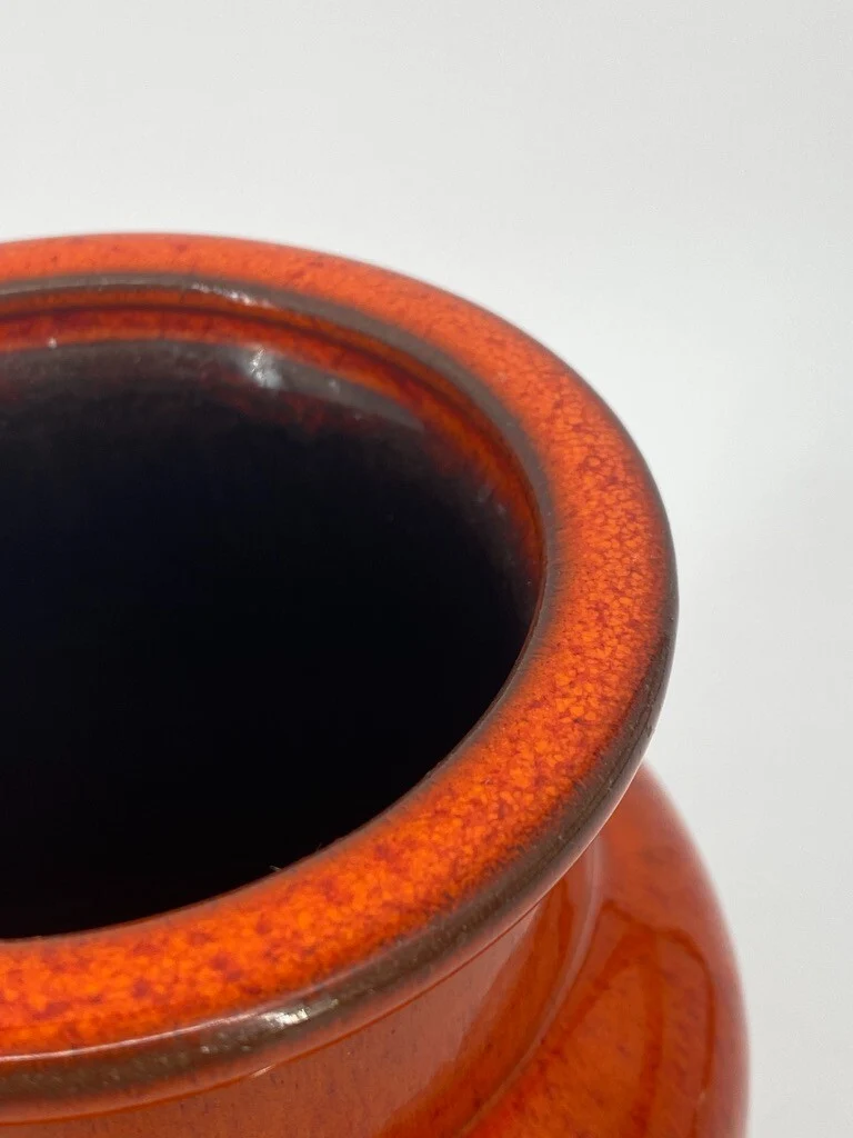 Studiokeramik Keramikvase Orange 70er Mid Century Vintage Glasur – Bild 7