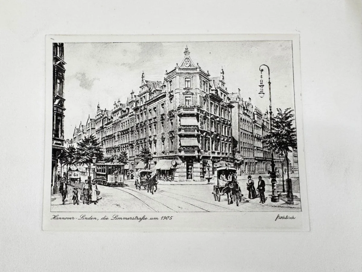 Original Radierung mit historischer Ansicht: Hannover Linden Limmerstraße, von Heinz Wehlisch, Deutschland 2. Hälfte 20. Jhd. – Bild 2