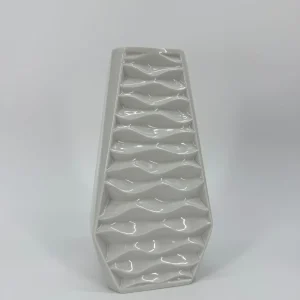 Mid Century Relief Porzellanvase Weiß Plankenhammer Bavaria