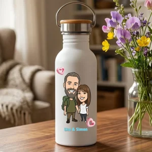 Personalisierte Trinkflasche mit Foto im Comic Stil