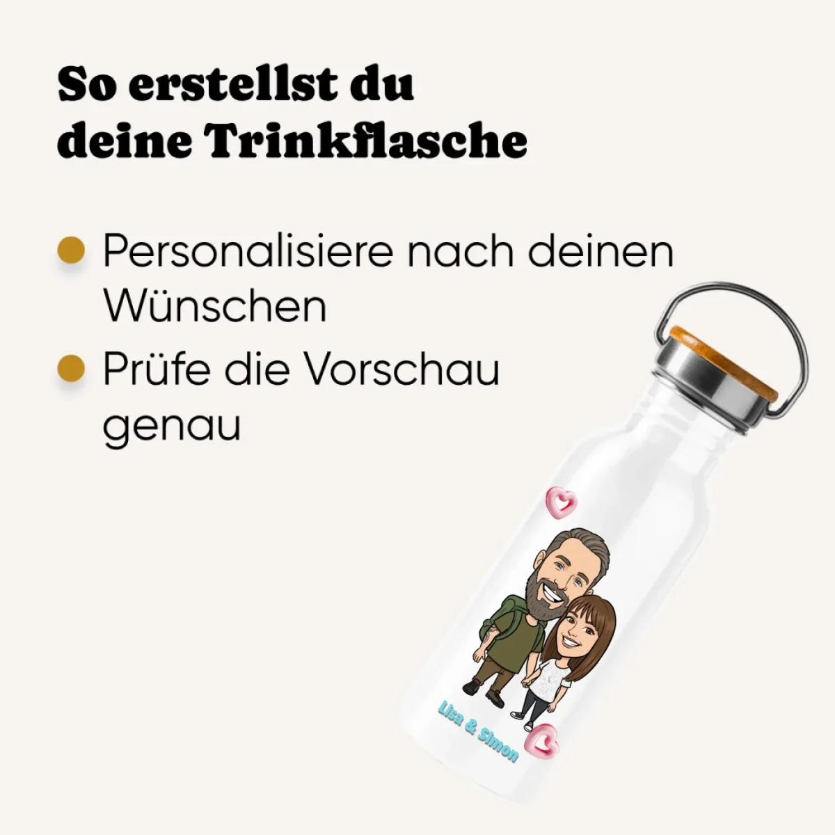Personalisierte Trinkflasche mit Foto im Comic Stil – Bild 5
