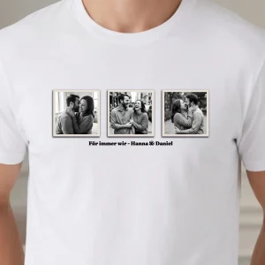 Personalisiertes Foto T-Shirt mit 3 Bildern und Text