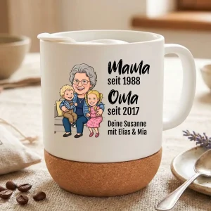 Oma seit Tasse mit Foto im Comic Stil - Big Head