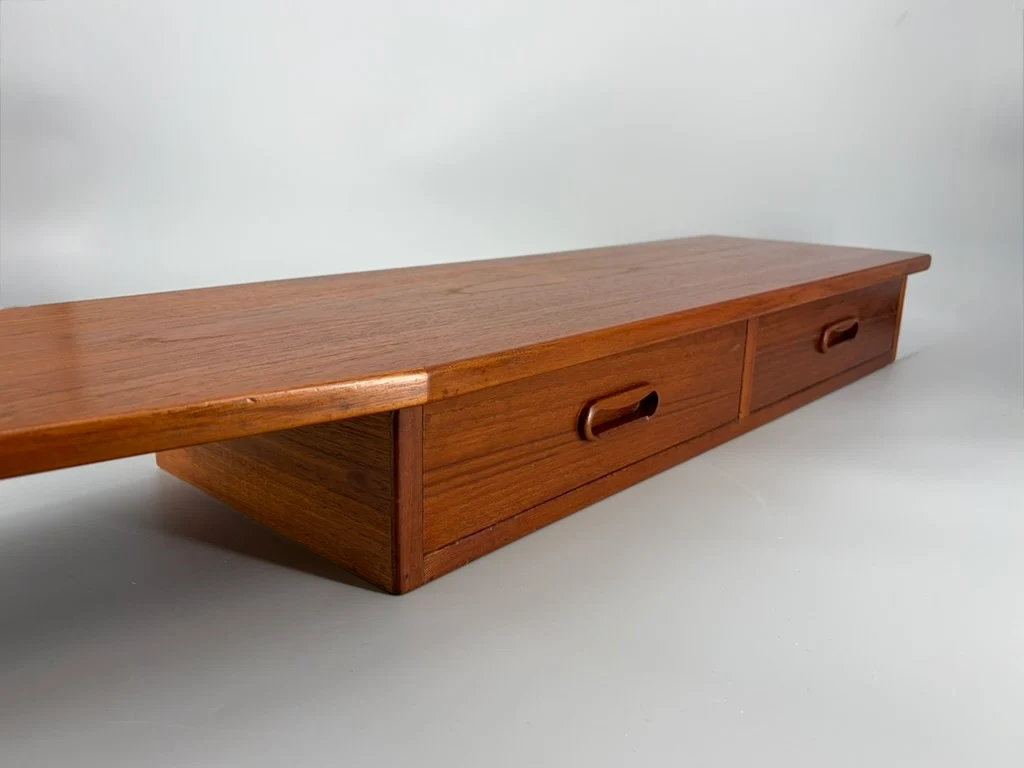 Mid Century Design Wandkonsole mit zwei Schubläden aus Teakholz, Dänemark um 1960 – Bild 3