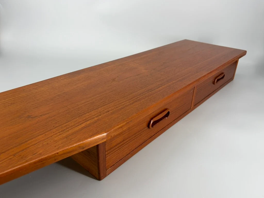 Mid Century Design Wandkonsole mit zwei Schubläden aus Teakholz, Dänemark um 1960 – Bild 4