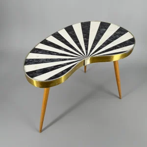 Nierentischchen mit Strahlendekor "Mehrzweckhocker Stern I/II" von AKTI Klingenthal, DDR 1950er
