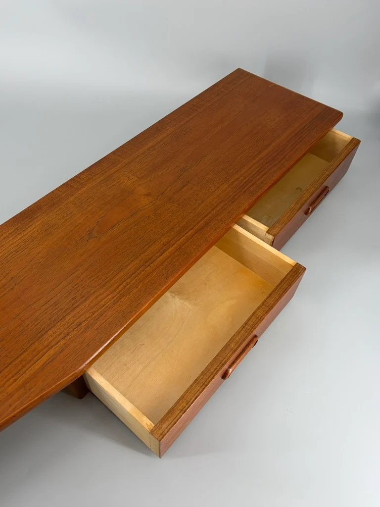 Mid Century Design Wandkonsole mit zwei Schubläden aus Teakholz, Dänemark um 1960 – Bild 5