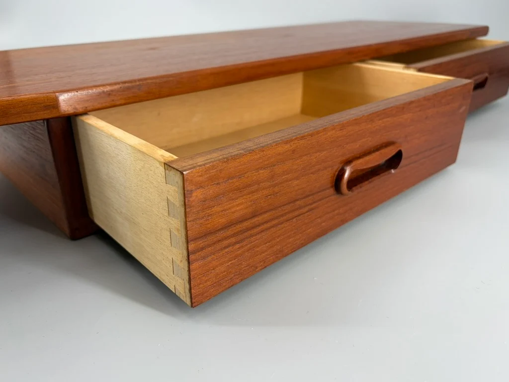 Mid Century Design Wandkonsole mit zwei Schubläden aus Teakholz, Dänemark um 1960 – Bild 6