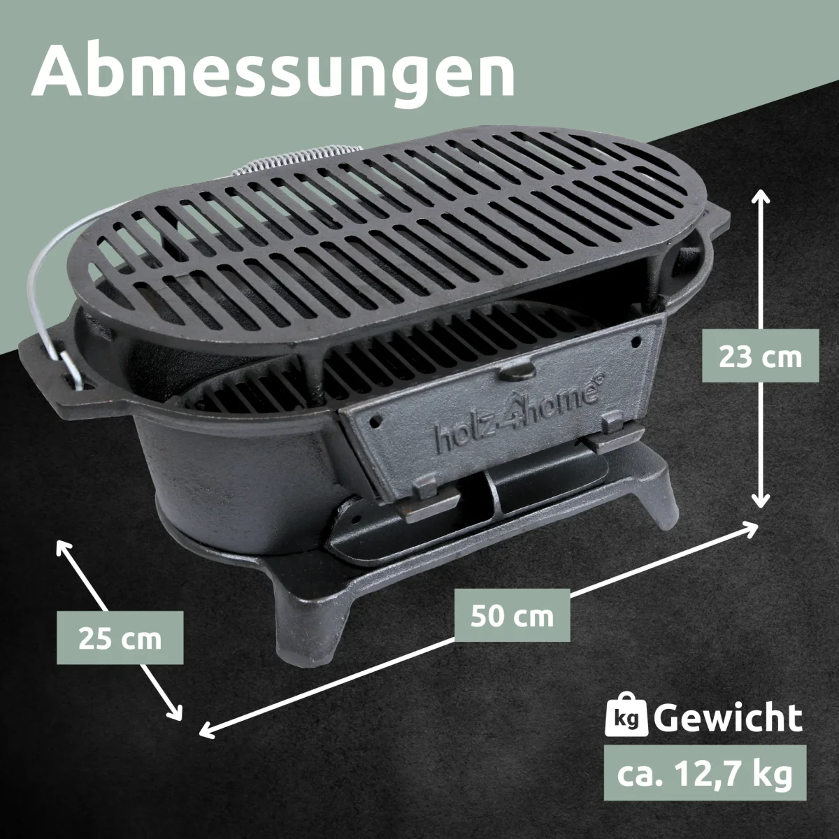 XXL Gusseisen Holzkohle Grill mit Grillrost | Camping Grill, Hibachi Style – Bild 7