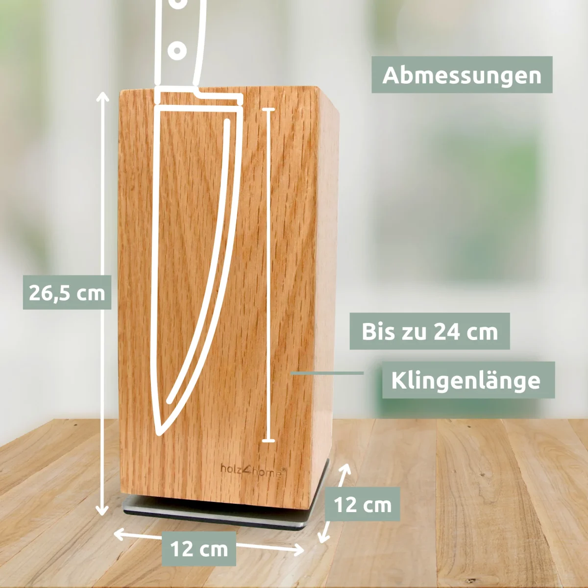 Magnetischer Messerblock 360° drehbar aus Eichenholz – Bild 8