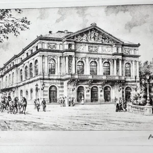 Theater Baden-Baden. Historische Radierung, Heinz Wehlisch