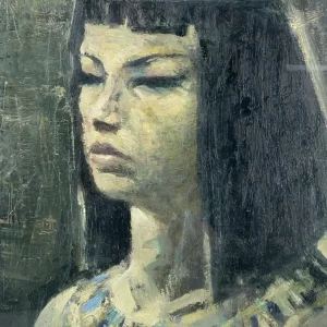 Ölgemälde "Porträt von Kleopatra" vermutlich von Angelo Bioletto (1906–1986), 1963