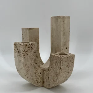 Kerzenständer aus Travertin im brutalistischen Design von Fratelli Mannelli, 1970er Italien