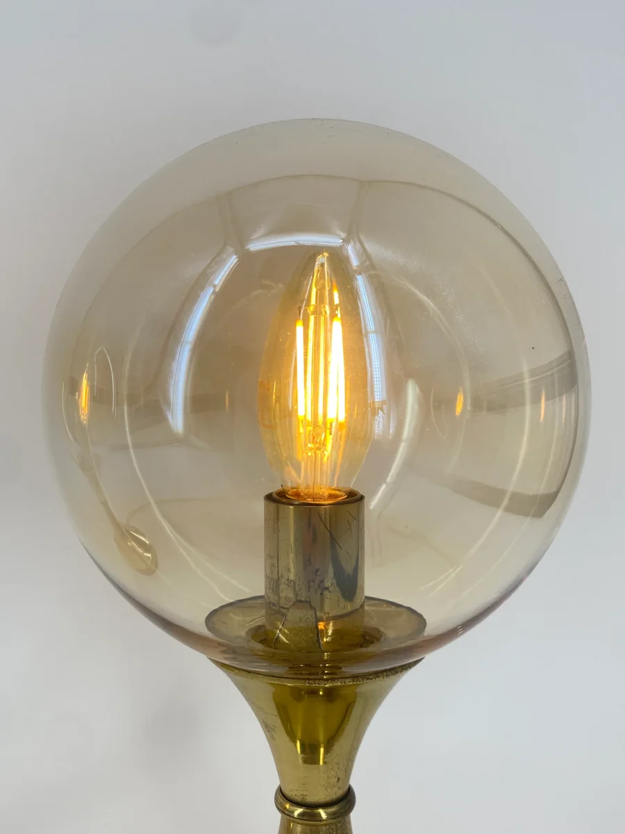 Messing Tischlampe mit Glaskugel von Sölken Leuchten, 1950er Jahre – Bild 4