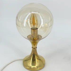 Messing Tischlampe mit Glaskugel von Sölken Leuchten, 1950er Jahre