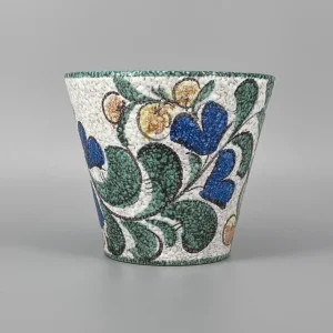 Blumentopf von Ruscha Keramik, handbemaltes florales Dekor, West-Deutschland, 1960er