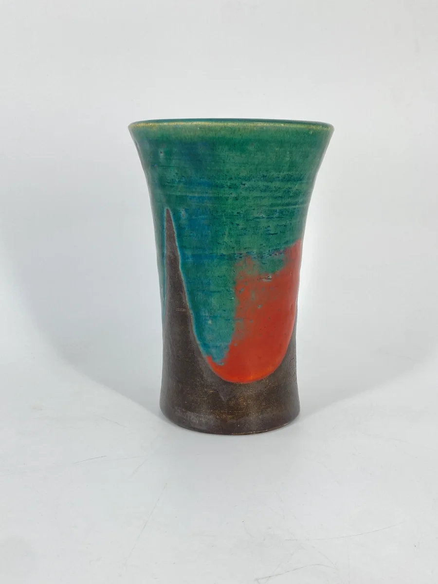 Keramik Vase in konkaver Form, Mid Century Studiokeramik