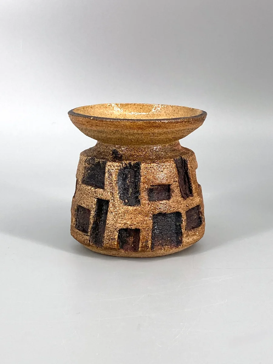 Mid Century Studiokeramik Vase mit geometrischem Relief, 1960er – Bild 4