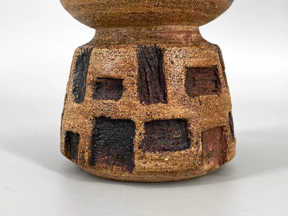 Mid Century Studiokeramik Vase mit geometrischem Relief, 1960er – Bild 3