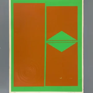 Nummerierter Siebdruck in Orange und Neongrün mit Prägedruck von Karl-Heinz Franke (1916‒2006)