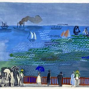 Nummerierte Farblithografie "La mer au Havre" mit Pochoir nach Raoul Dufy (1877–1953), Edition Euro Art, Wien