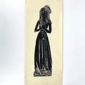 Frottage von einem mittelalterlichen Grabstein einer Frau, England 70er