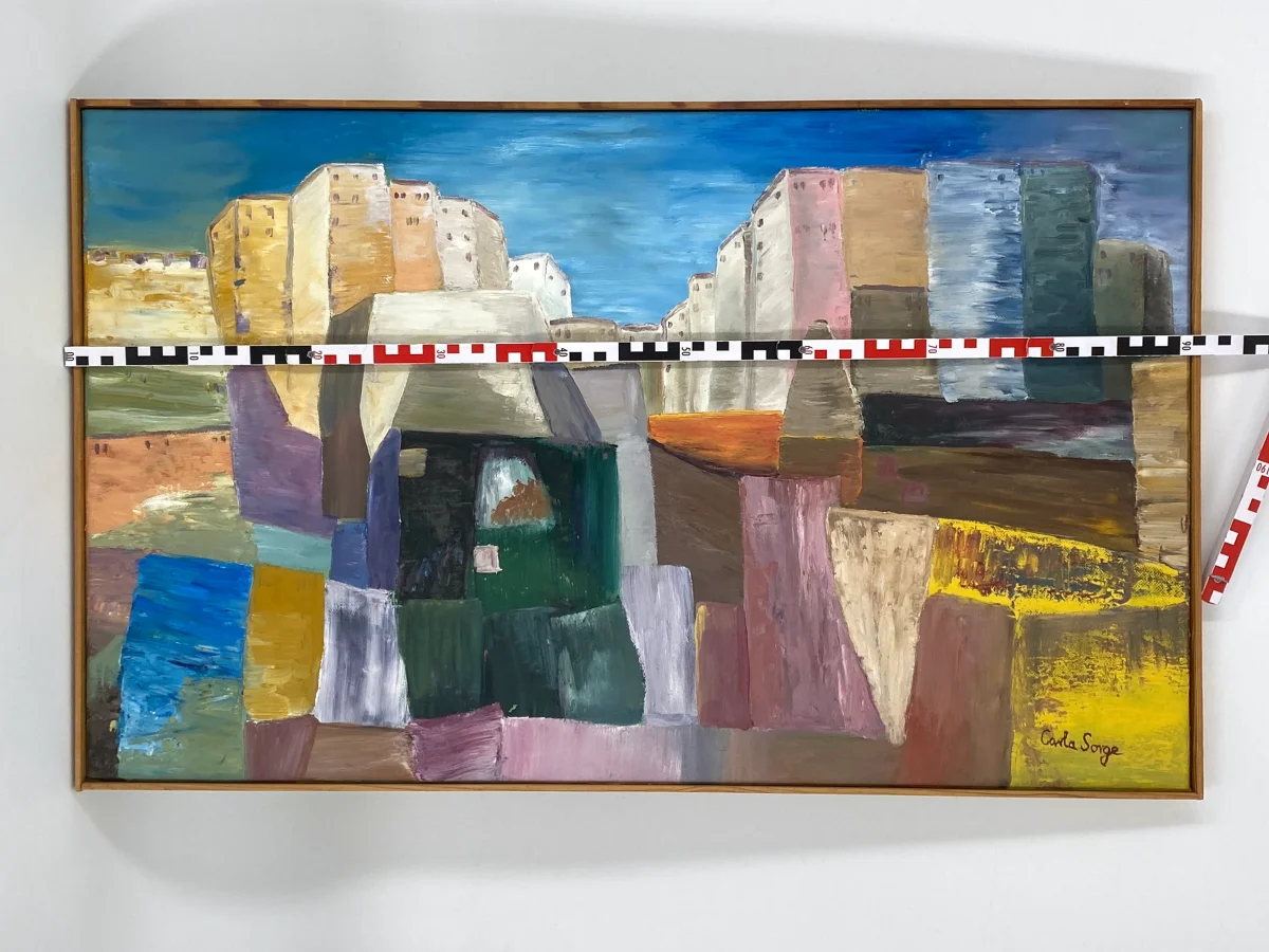 Farbenfrohes Ölgemälde von Carla Sorge (geb. 1971) auf Leinwand, Unikat – Bild 8